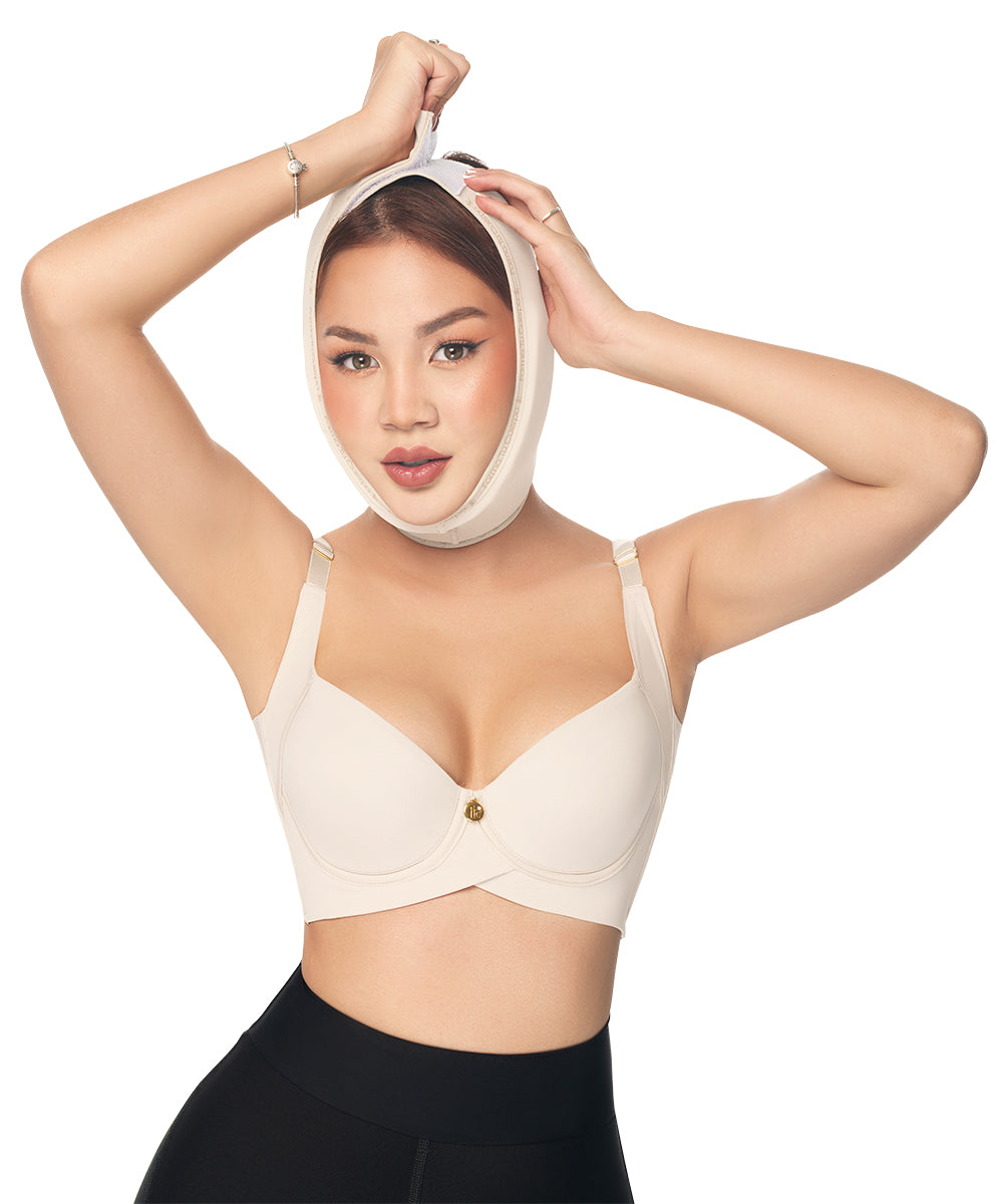 Post-surgical facial support with chin strap: Chin lift &amp; neck support: Ideal for double chin liposuction (Ref. C-050)