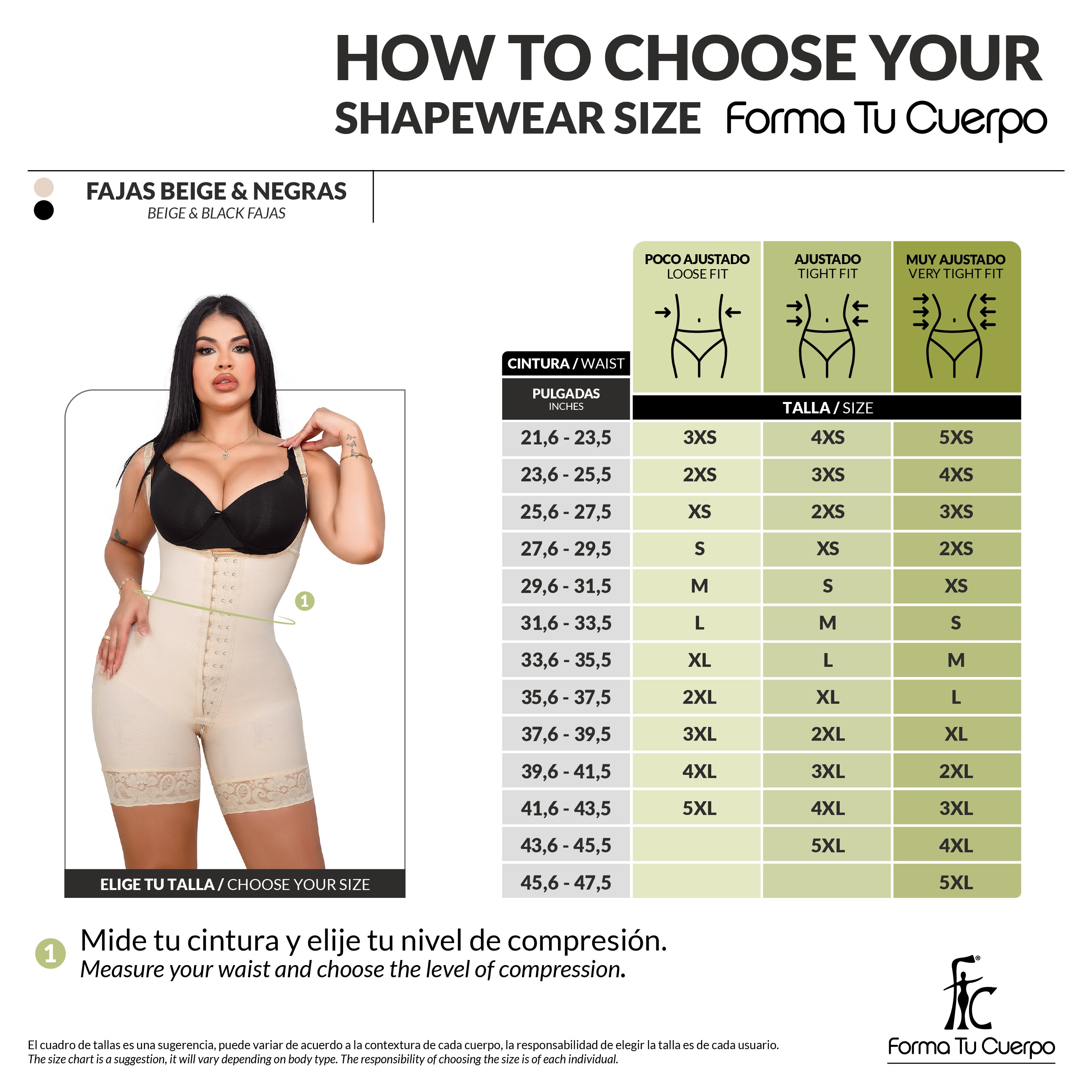 Faja moldeadora reloj de arena control abdomen - media pierna con tiras, cremalleras y broche central ( Ref. O-011 / O-211  )