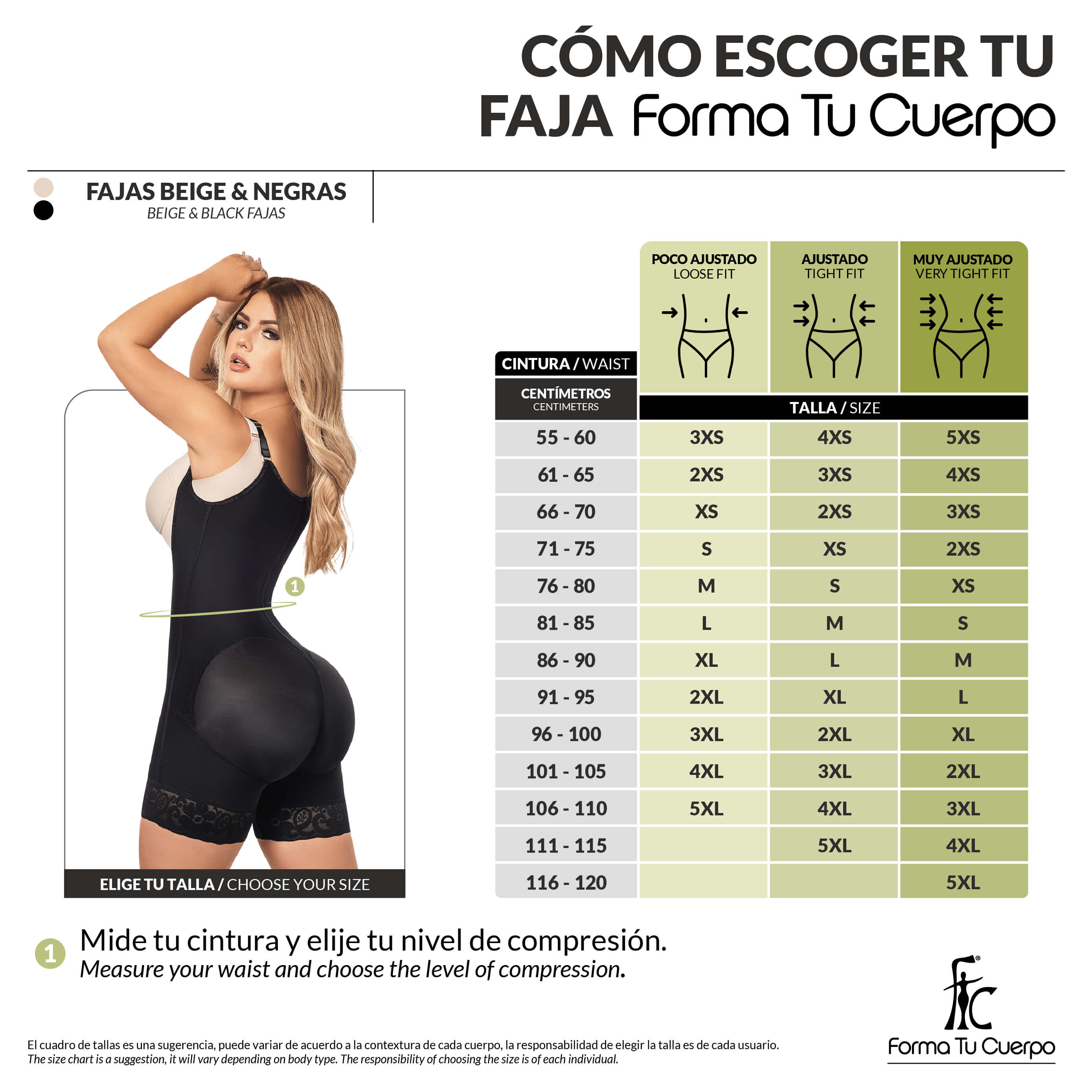 Faja moldeadora control abdomen - media pierna con tiras y cremallera lateral (Ref. O-010 / O-016)