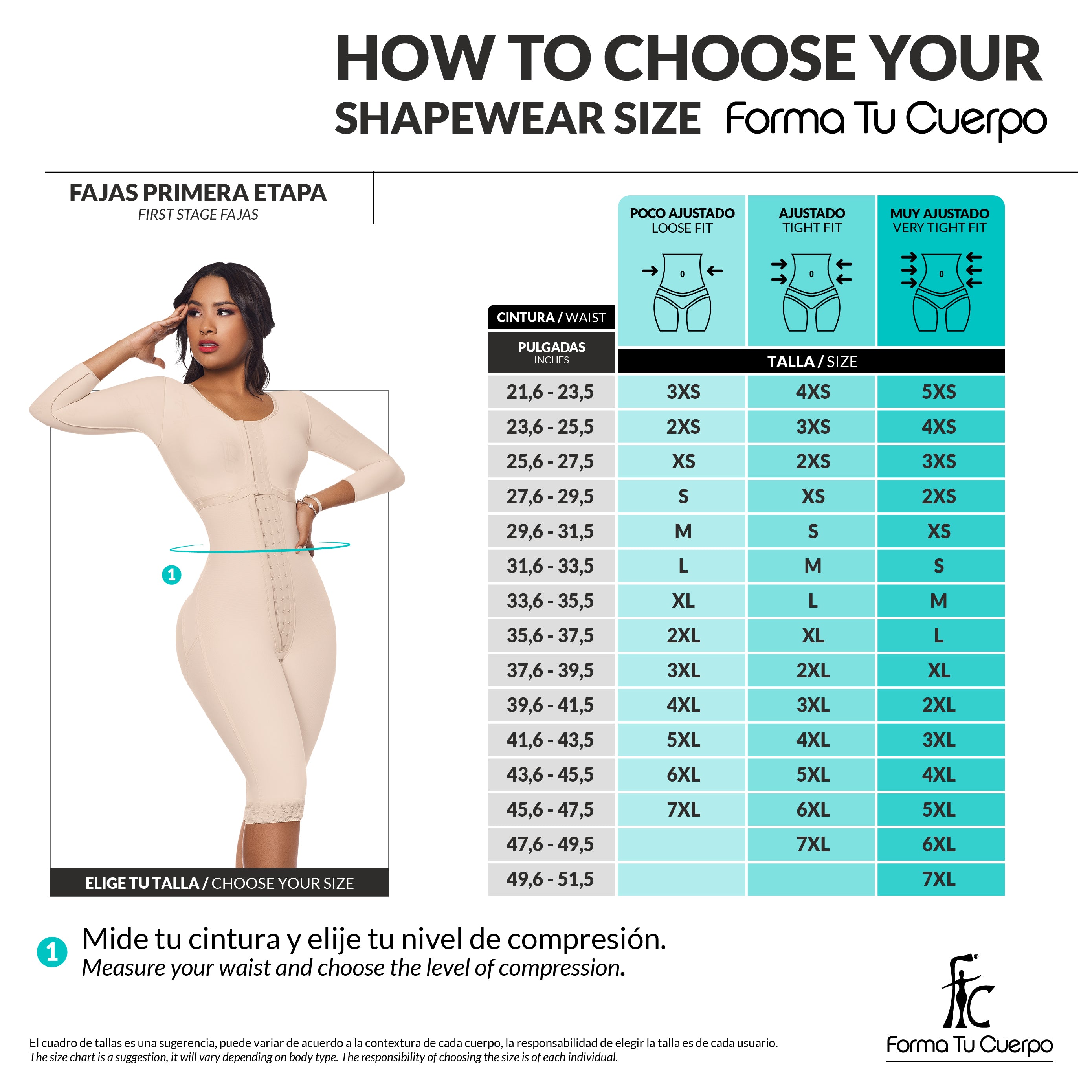 Faja postoperatoria completa:  Full body compression & sculpting ( Ref. O-103 )