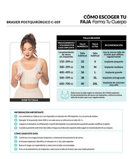 Brasier postquirúrgico con banda: Bust lift & chest stability ( Ref. C-039 )