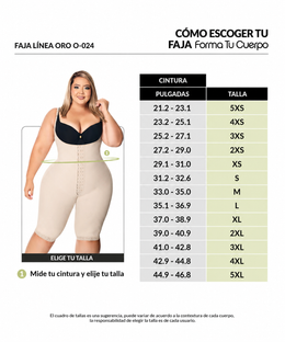 Faja moldeadora con manga corta hasta la rodilla y  cremallera lateral ( Ref. O-024 )